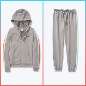VS PINK Pride Lounge Set rainbow full zip & pants